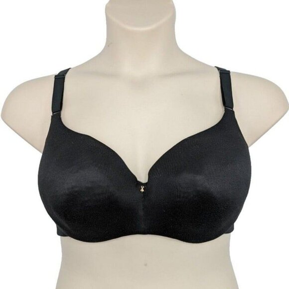 Lane Bryant Cacique Bra Backsmoother Lightly Lined Balconette Size 46DD Black - Picture 2 of 9